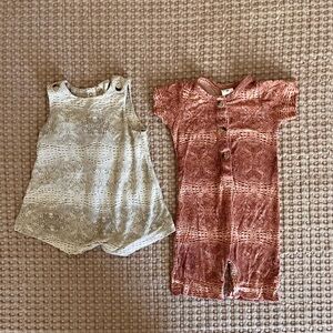 Kate Quinn Bundle of 3 Bamboo Baby Rompers - Rust and Beige - Size 0-3 months